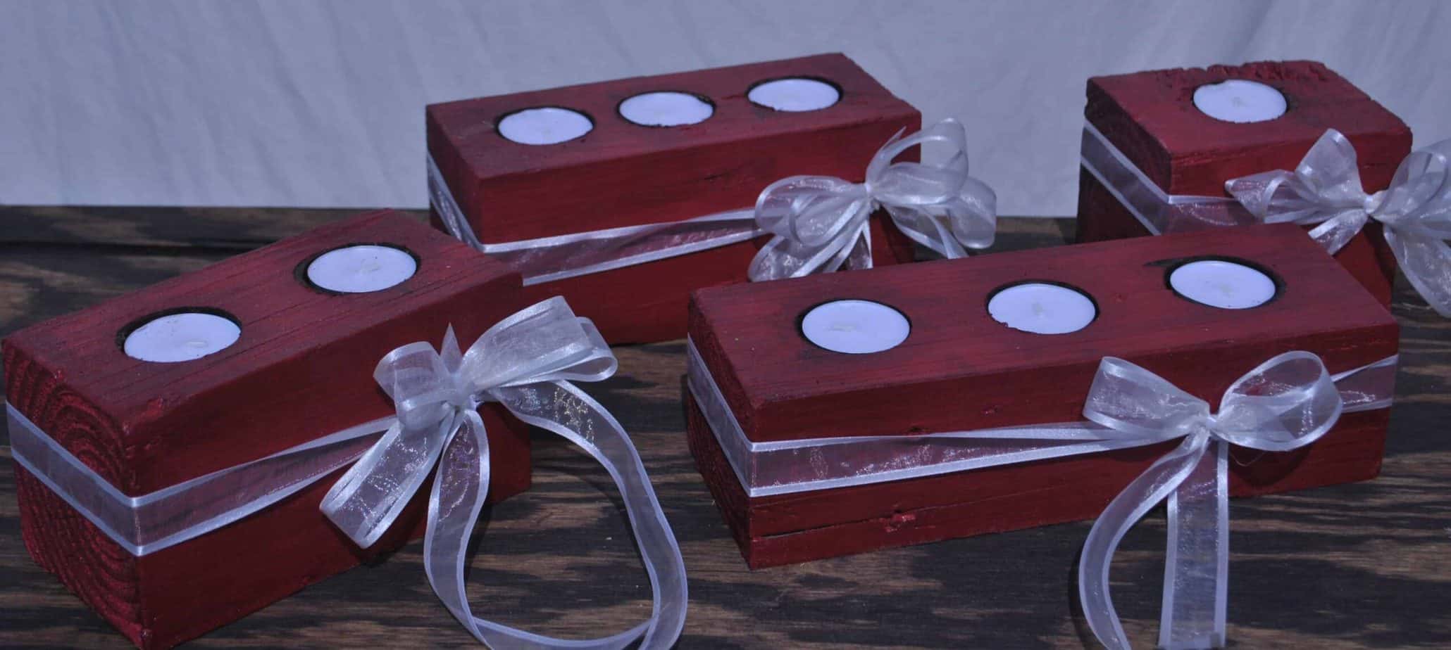red tea light candle holders